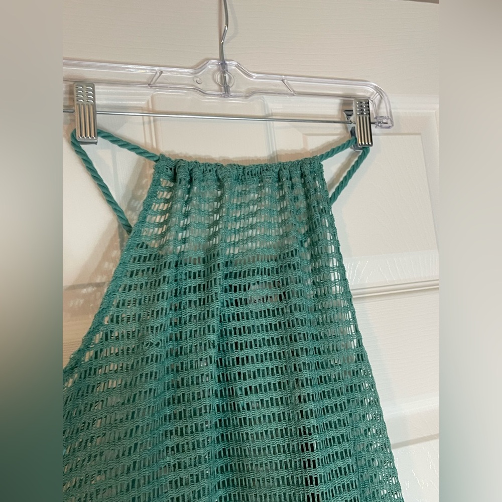 NWT: Haute Hippie Aqua Crochet Maxi Dress/Beach Cover-up Rope Straps Size Small - Picture 5 of 8